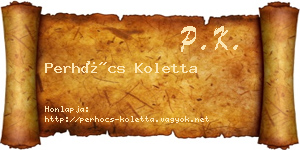 Perhócs Koletta névjegykártya